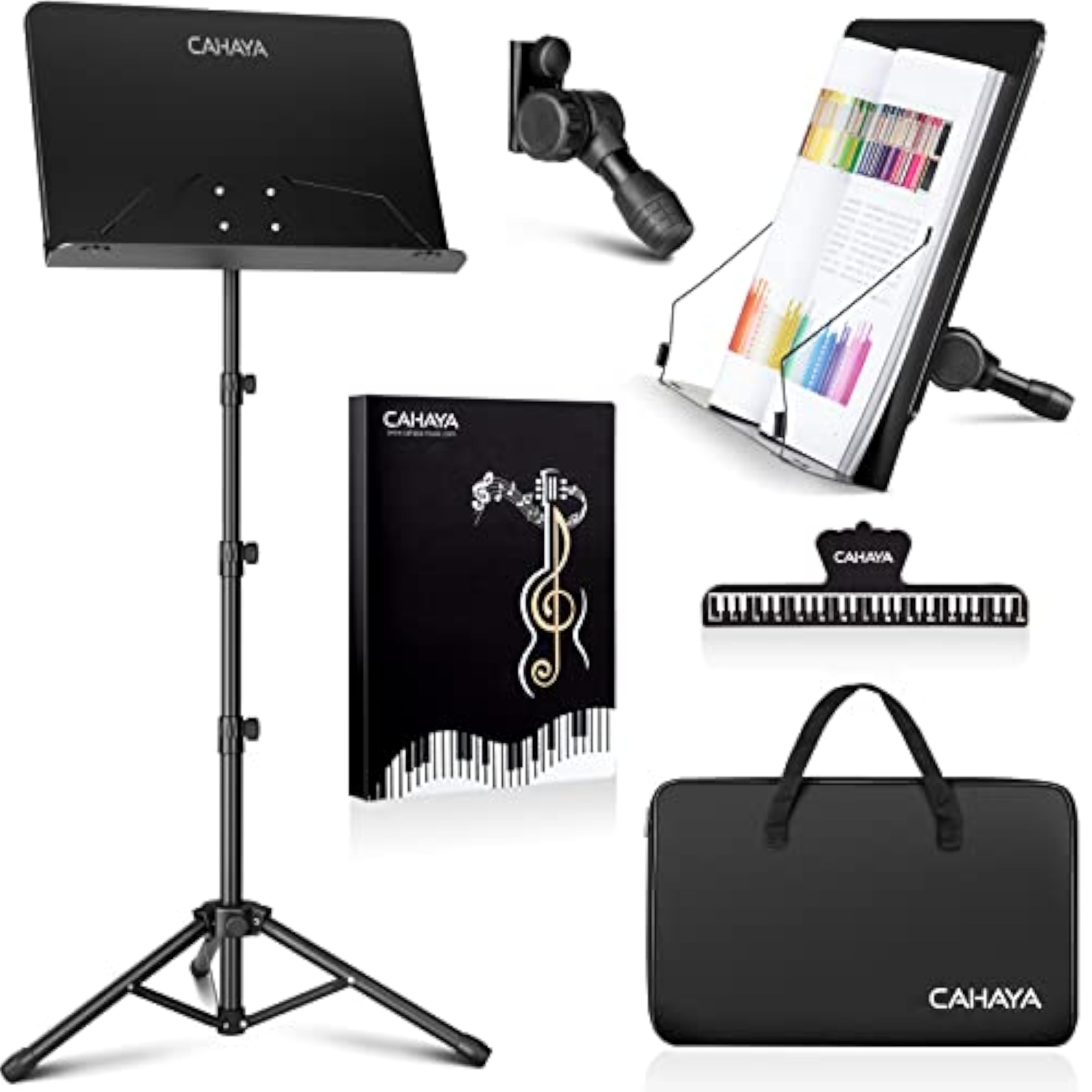 CAHAYA Atril De Altura Para Partituras De Metal Portátil Con Bolsa De Transporte, Carpeta Para Partituras, Soporte Para Proyector, Soporte Para Podio Portátil, Hasta 170 cm, CY0304