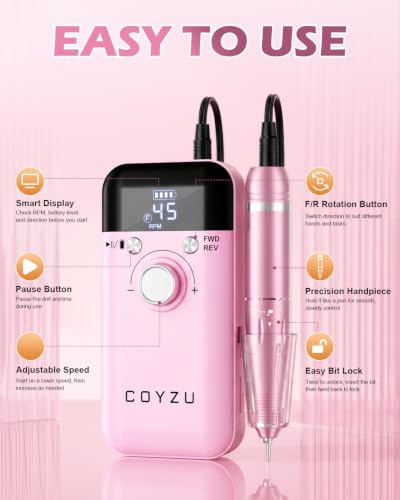 COYZU Nail Drill Professional 45000RPM Rechargeable Electric Nail File - image 9