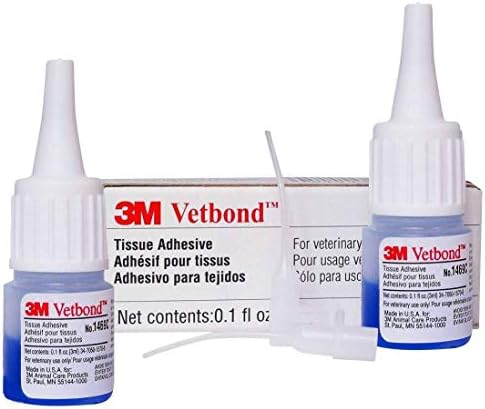 3M Vetbond Veterinary Tissue Glue 3mL (Pack of 2) – Fast-Acting Waterproof Wound Sealant for Pets, Strong Surgical Adhesive, Blue-Tinted for Precise Application