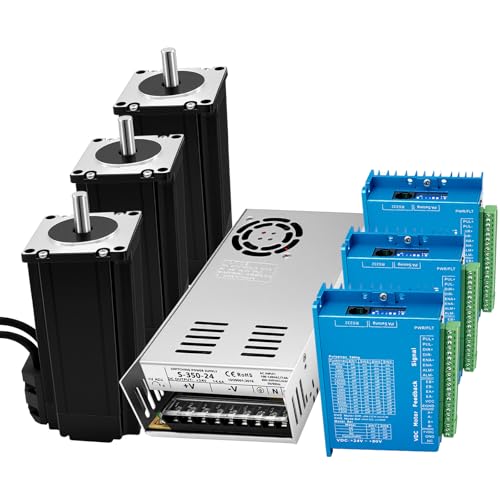 3 Axis Nema23 Stepper Motor Kit with Closed Loop Nema 23 2 Nm/285oz.in Step Motor and Steping Motors Driver 350W 24V Power Supply USB Mach3 Control Card for CNC Controller