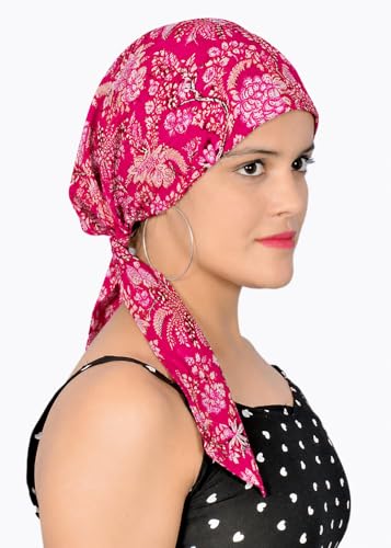 Image of Pure Cotton Double Layer Head Scarves Hair Wrap Cap, Adjustable Free Size Head Cover for Women, Girls, Under Helmet Cover