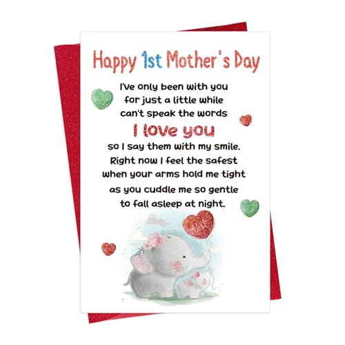 FaCraft First Mothers Day Gifts for New Mom - Large 8x5.5 Rainbow UV Printing Happy First Mothers Day Card for New Mom First Time Mom from Bump Baby Boy Girl, with Envelope and Seal