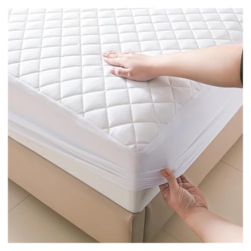 Protège-matelas imperméable petite grille ensemble 3 draps lit 200x220cm blanc