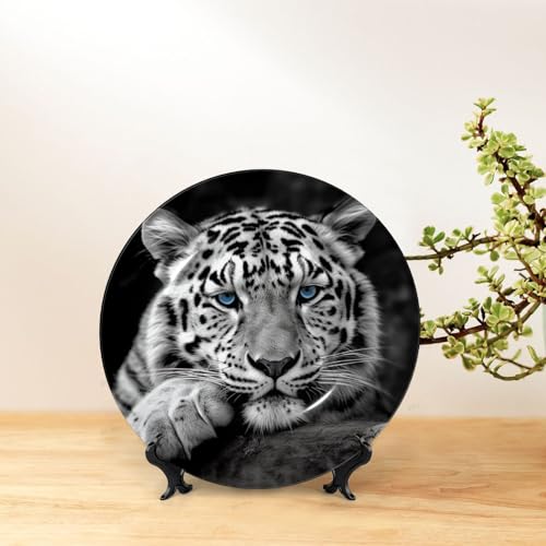 Assiette décorative tigre noir et blanc pour salon et bureau chic