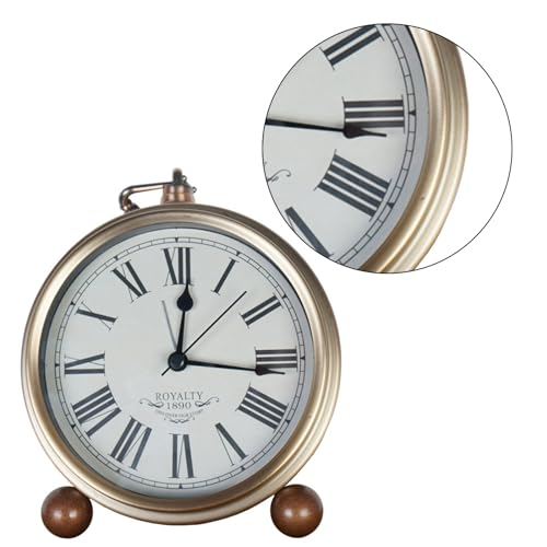 Image of Quiet Table Clock with Easily to Read Roman Numeral Suitable for Bedroom Office Workshop Metal Frame Clock