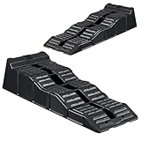 ATEK 2 Pack Campervan Levelling Ramps, 5 Ton Heavy Duty Vehicle Ramps with Anti-Skid Grooves, UV Resistant Wheel Chocks Non-Skid Strong & Durable Ramps for Car, Motorhome, RV & Trailer Caravan