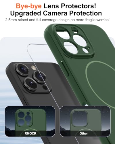 Image of Magnetic for iPhone 16 Pro Max Case,Shockproof Matte Cover,Dark Green | with Screen Protector,Compatible with MagSafe,Military Grade Drop Protection,Full Camera Protection,Non-Slip Design Case