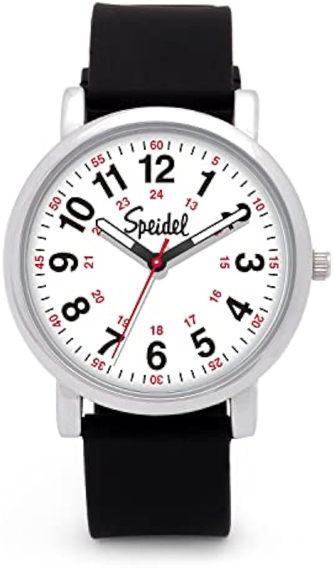 Speidel Original Scrub Watch™ for Nurse, Medical Professionals and Students – Various Medical Scrub Colors, Easy Read Dial, Military Time with Second Hand, Silicone Band, Water Resistant
