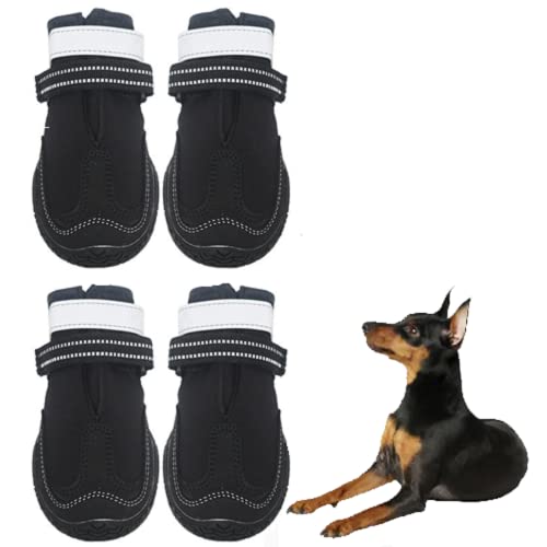Leeko Chaussure pour Chien, 4 pcs Chaudes Chaussures de Chien, Bottes pour Chien de Protection antidérapante, Chaussures Chiens Chaudes résistantes pour Chiens de Taille Moyenne Grande, Noir (5#) Cover