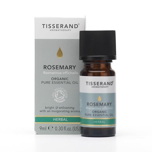 Tisserand - Organic Rosemary Essential Oil - 100% Pure and Natural Essential Oil for Hair Skin Massage and More - Home Essentials - 9 ml