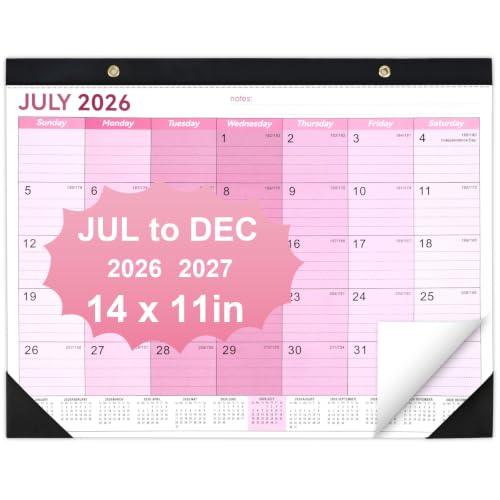 Desk Calendar 2026-2027 14 X 11 Desktop Calendar 2026-2027 18 Months Calander Runs from July. 2026 to Dec. 2027 Academic Monthly Planner for Home School Office (Pink)