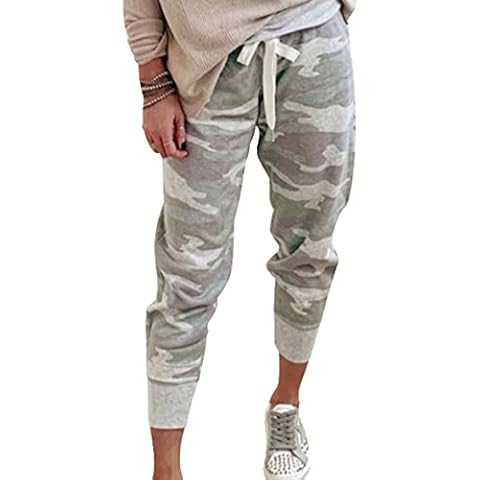 WXDSNH Womens Casual Drawstring Elastic Waist Trousers Joggers Pants Camo Print Tracksuit Bottoms Sports Ladies Sweatpants Loose Cover