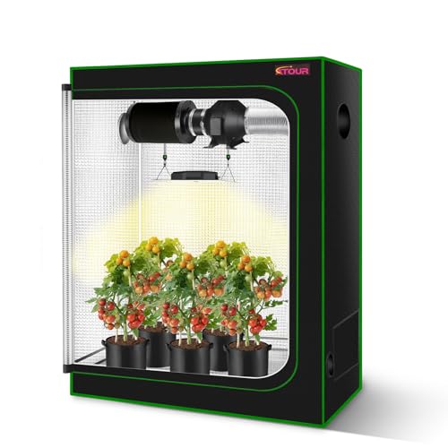 ATOUR 48”x24”x60” Grow Tent, Reflective 600D Mylar,Hydroponic Grow Tent with Observation Window and Floor Tray for Indoor Plant Growing 4’x2’