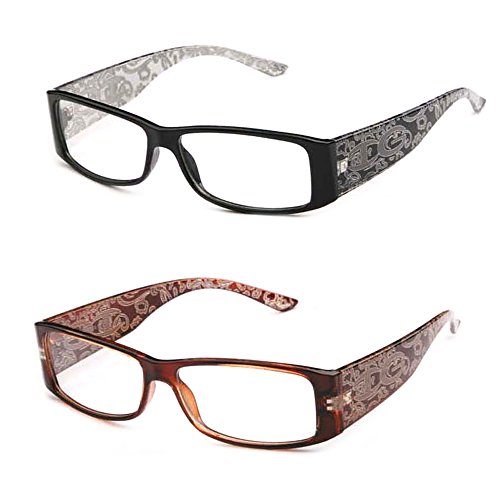 Newbee Fashion- IG High Fashion Stylish Floral Design Women Rectangular Plastic Frames Clear Lens Eye Glasses Flat Top