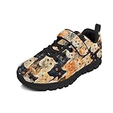 Goncariar Cool Cat Shoes Boys Running Tennis Shoes Size 1 Kids Cat Themed Slip On Sneakers Little Girls Back to School Bowling Sport Shoes Active Student Casual Shoes Black Sole