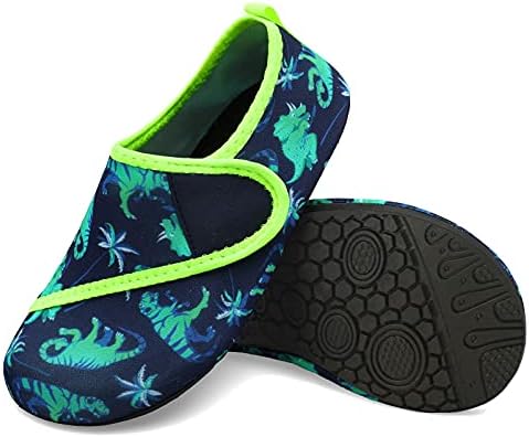 JIASUQI Breathable Summer Water Skin Walking Shoes Aqua Socks for Boys Girls Swim Beach Pool Shoes Easy Green Dinosaur, 9.5-10 Toddler — view 5