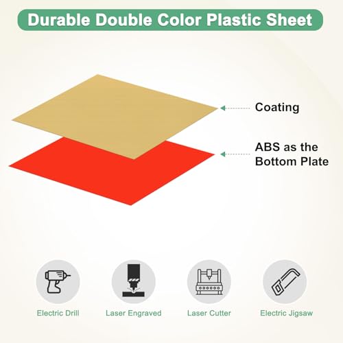Image of M METERXITY 12-Pack Double Color Laser Engraving Blanks 7x11 Inch,1.3mm Thick ABS Plastic Sheet Engraved Material for Name Plate /Yard Signs /Laser Cutting /DIY Carving /Craft[Gold /Red]
