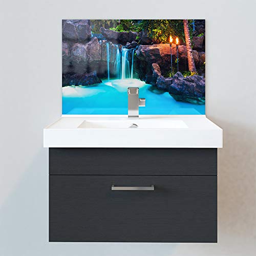 Bathroom Acrylic Splashbacks - Sink Splashbacks - by Premier Range - Blue Lagoon in 55cm Wide x 35cm High with Glue