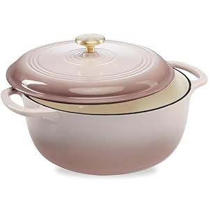 Best Choice Products 7.5 Quart Enamel Cast-Iron Round Dutch Oven, Family Style Heavy-Duty Pre-Seasoned Cookware for Home, Kitchen, Dining Room, Oven Safe w/Lid, Dual Handles – Mushroom Beige