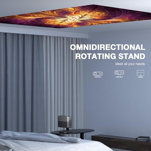 Image of [4200 ANSI] 4K Projector with WiFi and Bluetooth,TOF Real-Time Auto Focus Projector, AuKing Outdoor Movie Home Proyector with Omni-Adjustable Stand(silver grey)