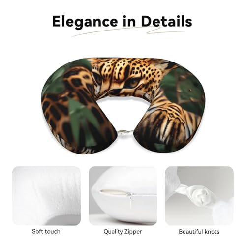 Almohada cervical de viaje con patrón leopardo negro miniatura 4