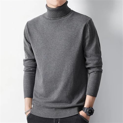 Men's Turtleneck Sweater Long Sleeve Slim Fit Knit Pullover Solid Color Casual Warm Top2