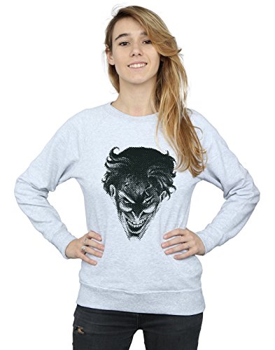 Image of DC Comics Women's The Joker Spot Face Sweatshirt Small Heather Grey
