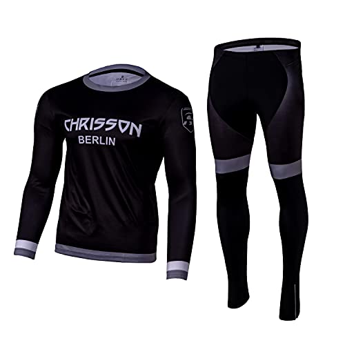 CHRISSON Conjunto de ropa para correr Essential gris XXL - Camiseta de manga larga y pantalones largos para correr, transpirable y de secado rápido ropa deportiva Cover