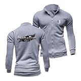 KGQSHFVF Sudadera Tipo Cárdigan De Primavera Y Otoño para Hombre para At .ta. C K .O N .T .it. An Comfort Chaqueta con Cremallera Estampado Sin Capucha-Light Gray||S