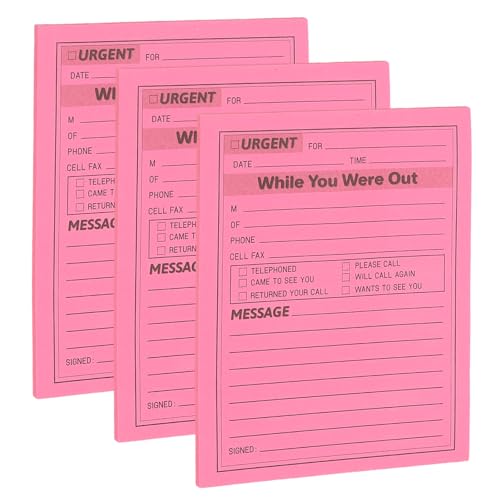 PATIKIL 3 Pack While You were Out Message Pad, 4.25 x 5.5 Sticky Notes Notepads 50 Sheets Per Pad Memo Phone Message Pads for Office, Hot Pink