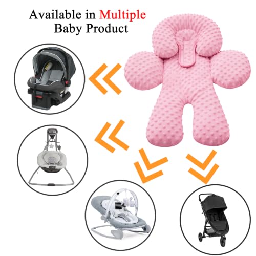 Image of Pro Goleem Infant Car Seat Insert, Baby Head Neck Body Support, Soft Minky Newborn Car Seat Insert, 2-in-1 Reversible, Boys and Girls, Dusty Pink