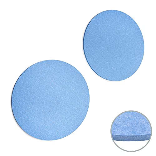 vilz 2er Set Akustik Filz Schalldämmung für Decke & Wand aus recyceltem Vollmaterial - Akustikplatten rund Ø 55 cm Himmelblau