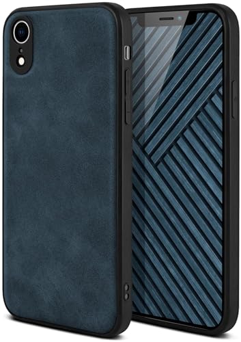 Coque iPhone XR anti-rayures fine ONEFLOW Pali en cuir végétalien souple Bleu nuit