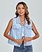 luvamia Denim Vest Shirt Women Blue Crop Top Western Vest Women Women'S Vest Distressed Jean Jacket Vest Cropped Tops For Women Fall Outfits For Women 2025 Size Medium Size 8 10