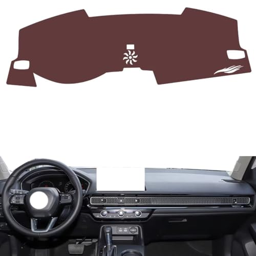Anti-Slip Sun-Proof Dashboard Cover Compatible with Honda Integra, Premium Leather (Brown)
