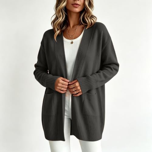 Womens Open Front Cardigans Cable Knit Long Sleeve Sweater Tops