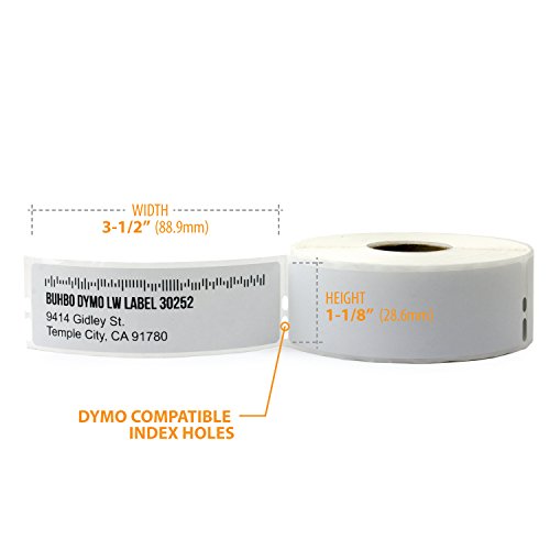 Buhbo Compatible With Dymo Labelwriter Lw 1-1/8" X 3-1/2" White Mailing Address Label 30252 (350 Labels Per Roll) #TOP2