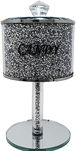 Silver Candy Jar Sparkle Ornament Bling Crushed Diamond Gift | CRYSTALLIZED Kitchen jar storage box cannister Handmade Craft