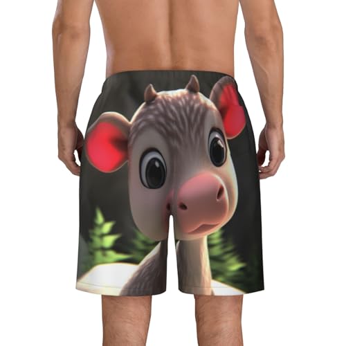 Cartoon Calf Men Beach Pants â€“ Swim Trunks for Men,Quick-Dry and Comfortable, Suitable for Beach, Surf, and Everyday Wear Black4