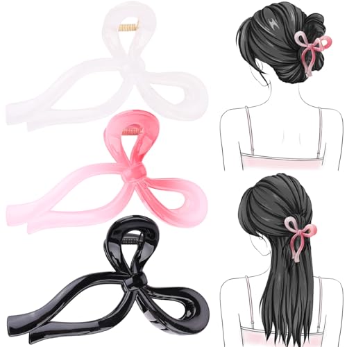 3 Pcs Bow Hair Clips Elegant Hair Claw Butterfly Hair Accessories for Girls Nonslip Butterfly Clips Hair Styling Accessories for Women