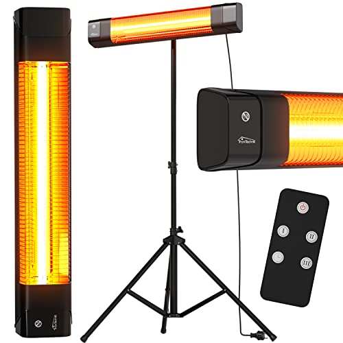 Tronitechnik® Infrarot Heizstrahler mit Fernbedienung Wärmestrahler Terrassenstrahler Innen & Außen Wand-Heizstrahler Standheizer Terrasse-Strahler Terrassen-Heizer mit LED-Anzeige energiesparend