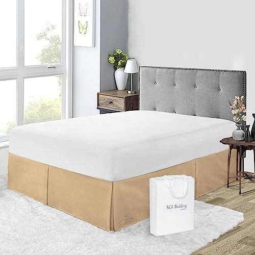 Sgi Bedding Magic Bed Skirt Full Bedskirt 12" Inch Drop Easy Wrap Skirt No Mattress Lifter Hotel Like Microfiber Pleated Split Corners Luxurious Stylish Elegant Organized -Taupe #TOP21