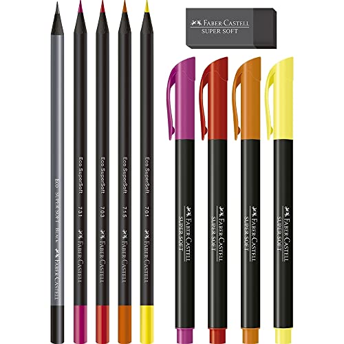 KIT SUPERSOFT CORES QUENTES - 10 PEÇAS - FABER-CASTELL