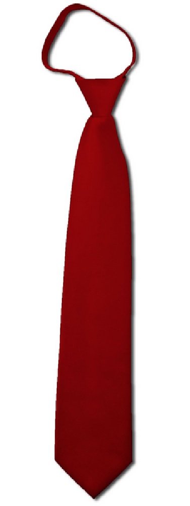 NYFASHION101 Men's Solid Color Formal Zipper Tie, Crimson, 20