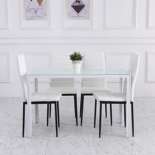 Homcom Set 4 Sedie Imbottite Per Soggiorno O Sala Da Pranzo, Sedie Da Cucina Moderne, In Metallo E Tessuto Bianco - 9