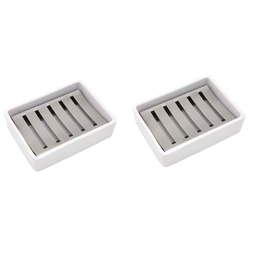 Porte-Savon Céramique et Inox Idéal pour une Douche Moderne