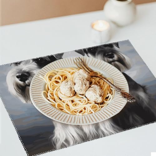 Set de table schnauzer en toile résistant à la chaleur lot de 6