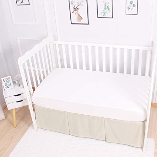 Casaja Green Baby Crib Skirt For Boy And Girl, Durable Woven Platform And Stylish Box Pleated Design, 14" Soft Breathable Crib Dust Ruffle Drop, Fits Standard Size Crib Bed And Easy Install, Green #TOP1