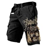 Generisch Mythos Odin - Pantaloncini corti da uomo con mitologia nordica, medievale, da trekking, tattici, con stampa 3D, da viaggio, da trekking, Nero , M