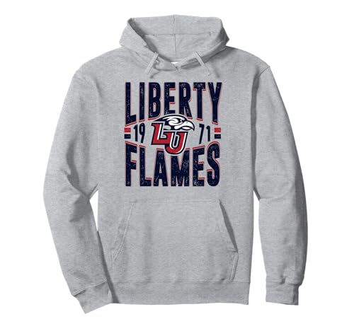 Liberty Flames Vintage 90's Retro Gray Officially Licensed Pullover Hoodie